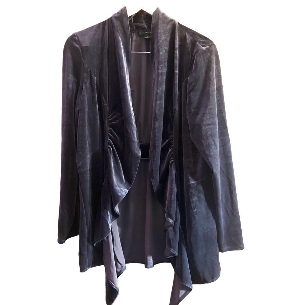 Grace Elements Open Front Ruffle Draped Jacket Gr… - image 1